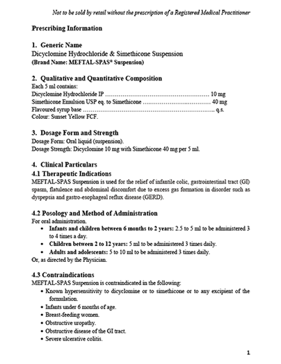 MEFTAL-SPAS® Suspension – Complete Prescription Information 
