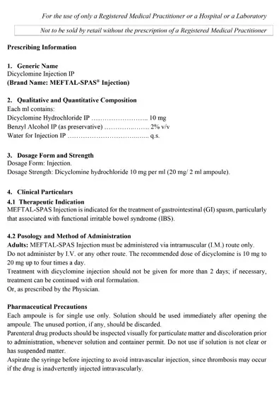 NEW MEFTAL-SPAS® Injection – Complete Prescription Information 